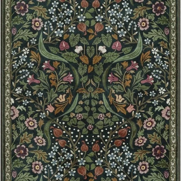 🆕 Dark Green Moody Rug 3’ x 5’ MACHINE WASHABLE Rug - Picture 5 of 7